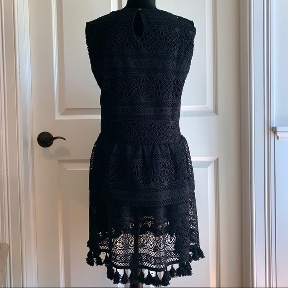 Black Anine Bing Tassel Lace Dress Size Medium - Picture 4 of 8